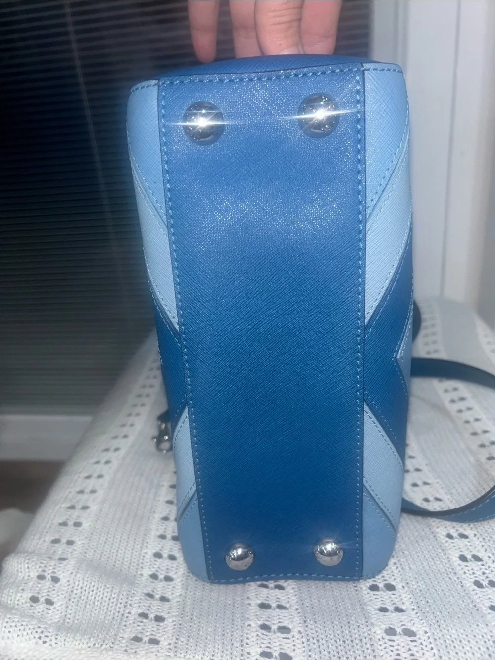 Michael Kors Two-Tone Blue Chevron Satchel